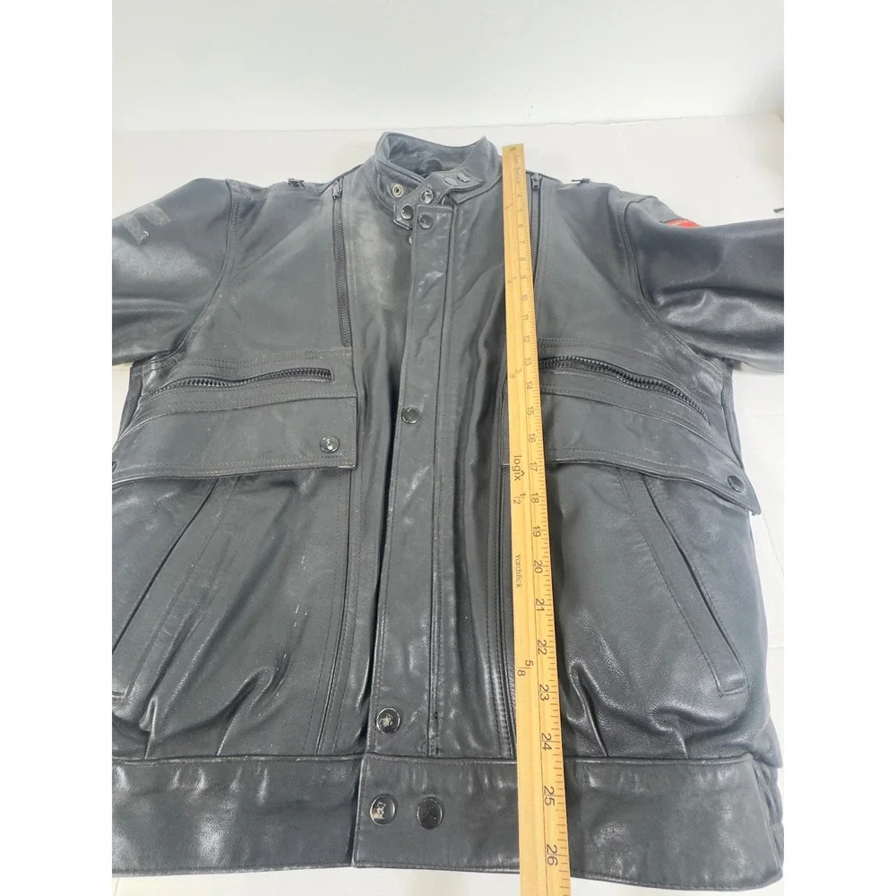 Vintage‎ Hein Gericke Leather Motorcycle Jacket Mens 46 Black 1995 Sturgis